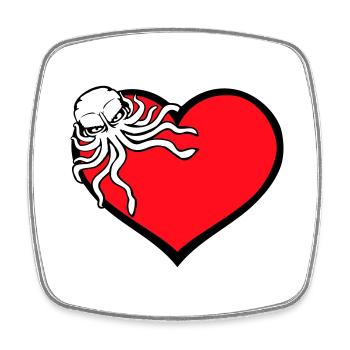 Ich liebe Oktopus Herz I Love Herz Symbol Logo süß - Viereckiger Kühlschrankmagnet - Weiß - Vorne