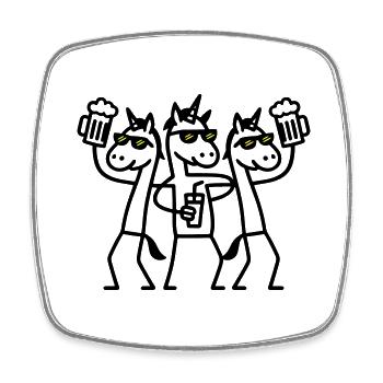 Einhorn Bier Crew - Viereckiger Kühlschrankmagnet - Weiß - Vorne