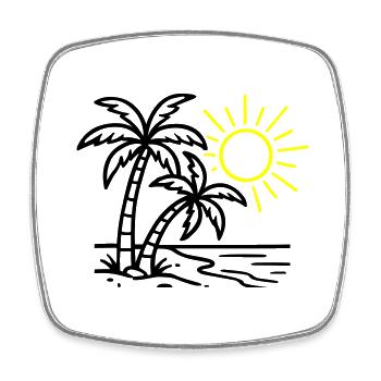 Island Palm Trees Beach - Square fridge magnet - white - Front