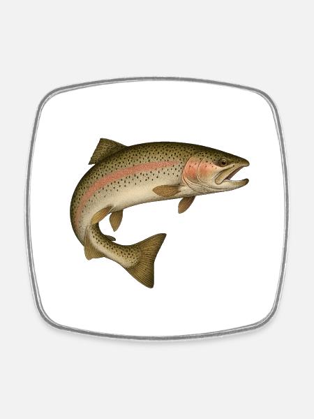 Fische Angeln - Viereckiger Kühlschrankmagnet - Weiß