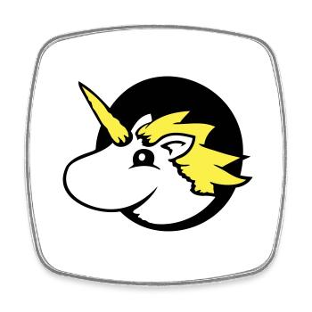 Licorne trou page drôle mignon dessin animé - Magnet carré - blanc - Devant