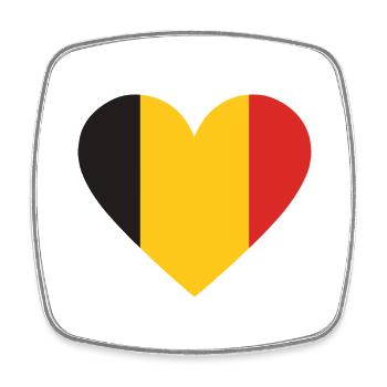 Belgische Herz-Trikolore - Viereckiger Kühlschrankmagnet - Weiß - Vorne