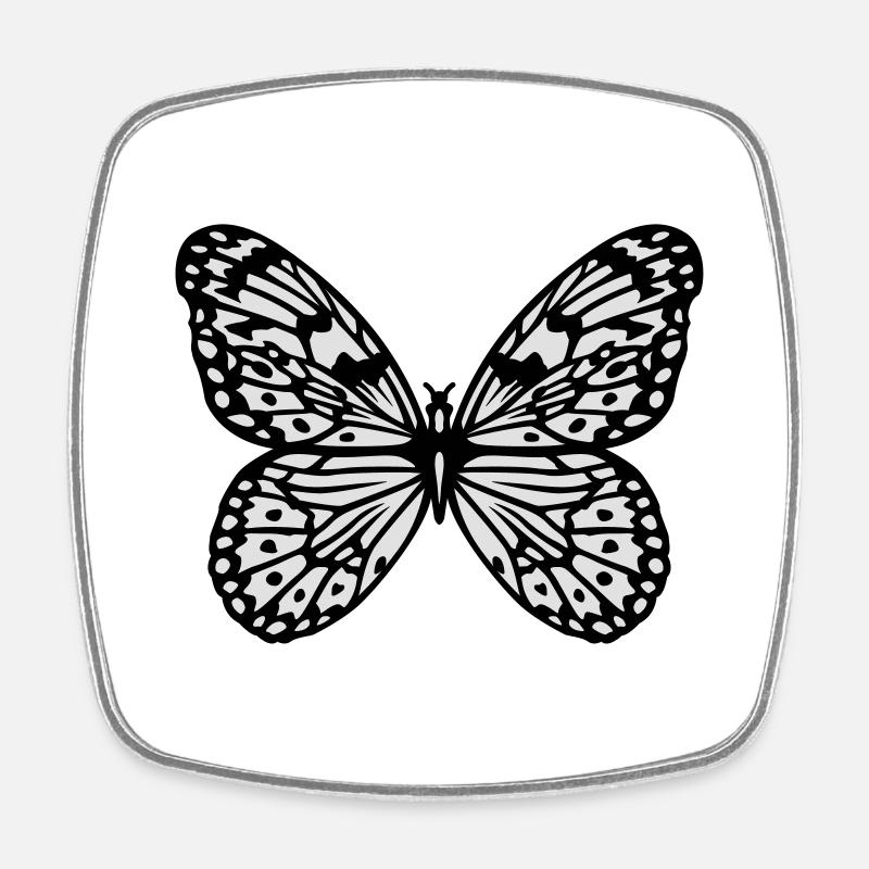 Papillon - Magnet carré - blanc