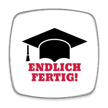 Doktorhut Endlich fertig Promotion Doktorarbeit - Viereckiger Kühlschrankmagnet - Weiß - Vorne