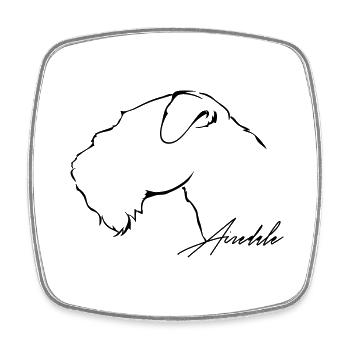 AIREDALE profil chien chiens wilsigns - Magnet carré - blanc - Devant