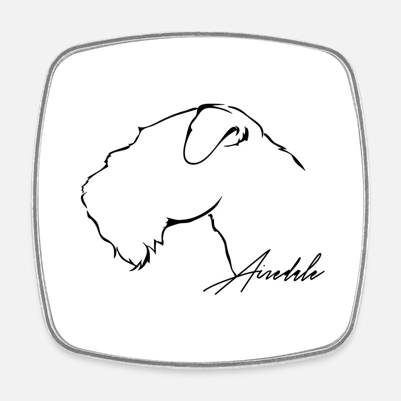 AIREDALE Profil Hund Hunde Wilsigns - Viereckiger Kühlschrankmagnet - Weiß