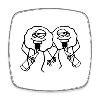 2 friends team couple drinking drinking thirst bottle b - Square fridge magnet - white - Front