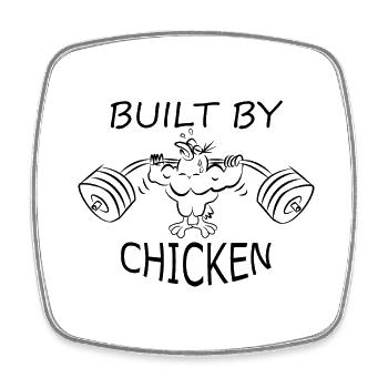 Built by chicken dumbbell gym - Square fridge magnet - white - Front
