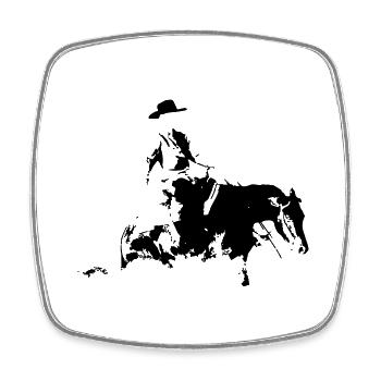 Sliding Stop Silhouette Reining Westernreiten - Viereckiger Kühlschrankmagnet - Weiß - Vorne