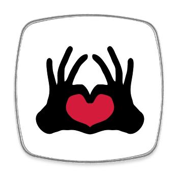 form outlined 2 hands pair of team hand signs half - Square fridge magnet - white - Front