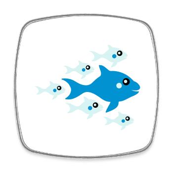 Cute Fish Babys And Mother - Magnet carré - blanc - Devant