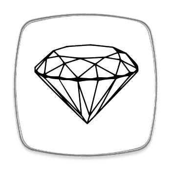 Diamant - Magnet carré - blanc - Devant