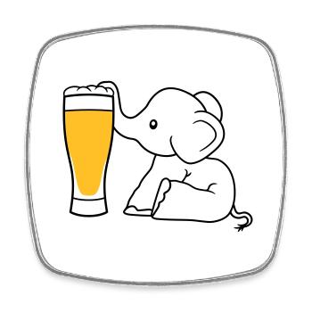 elephant beer suck alcohol drink thirst drunk - Square fridge magnet - white - Front