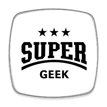Super Geek - Magnet carré - blanc - Devant