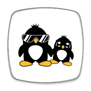 pingouin papa enfant bébé garçon père fils fille f - Magnet carré - blanc - Devant
