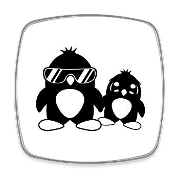 papa pingouin enfant bébé garçon père fils fille f - Magnet carré - blanc - Devant