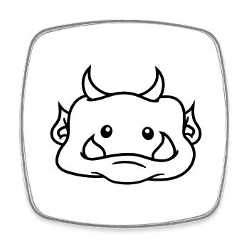 kopf gesicht süß niedlich oger ork troll komisch l - Viereckiger Kühlschrankmagnet - Weiß - Vorne