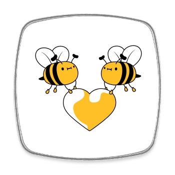 2 verliebte Bienen - Viereckiger Kühlschrankmagnet - Weiß - Vorne