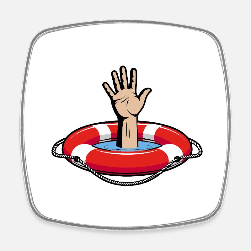 Swimming ring & distress design - Square fridge magnet - white