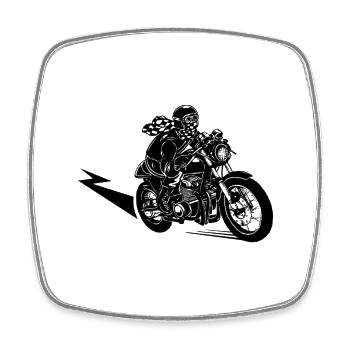 Motorrad Fahrer - Viereckiger Kühlschrankmagnet - Weiß - Vorne