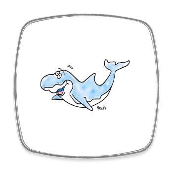 Dessin animé drôle de dauphin - Magnet carré - blanc - Devant