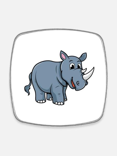 Rhino - Nashorn - Viereckiger Kühlschrankmagnet - Weiß