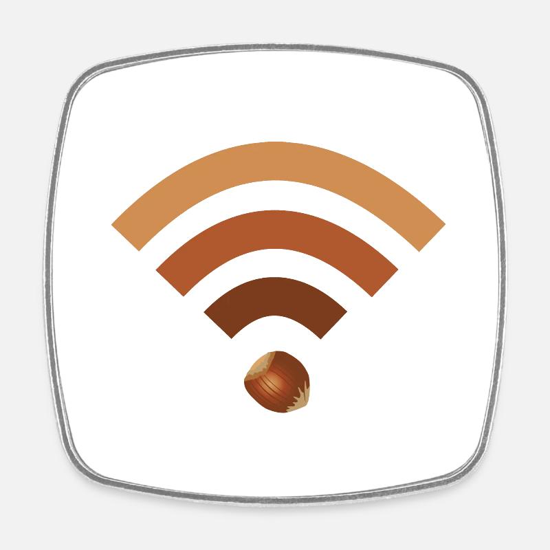 wifi noisette - Magnet carré - blanc