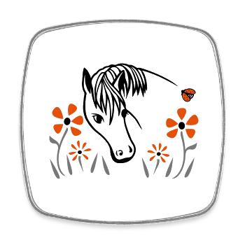 Chevaux Équestre Équestre Équestre - Magnet carré - blanc - Devant