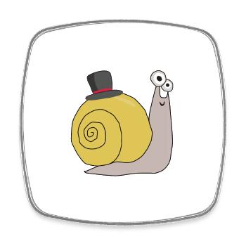 Schnecke mit Hut lustige Tiere für Kinder - Square fridge magnet - white - Front