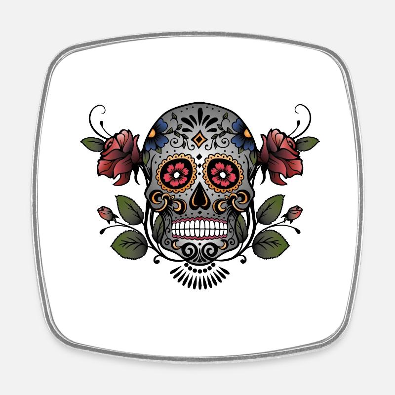 Sugar Skull - Square fridge magnet - white