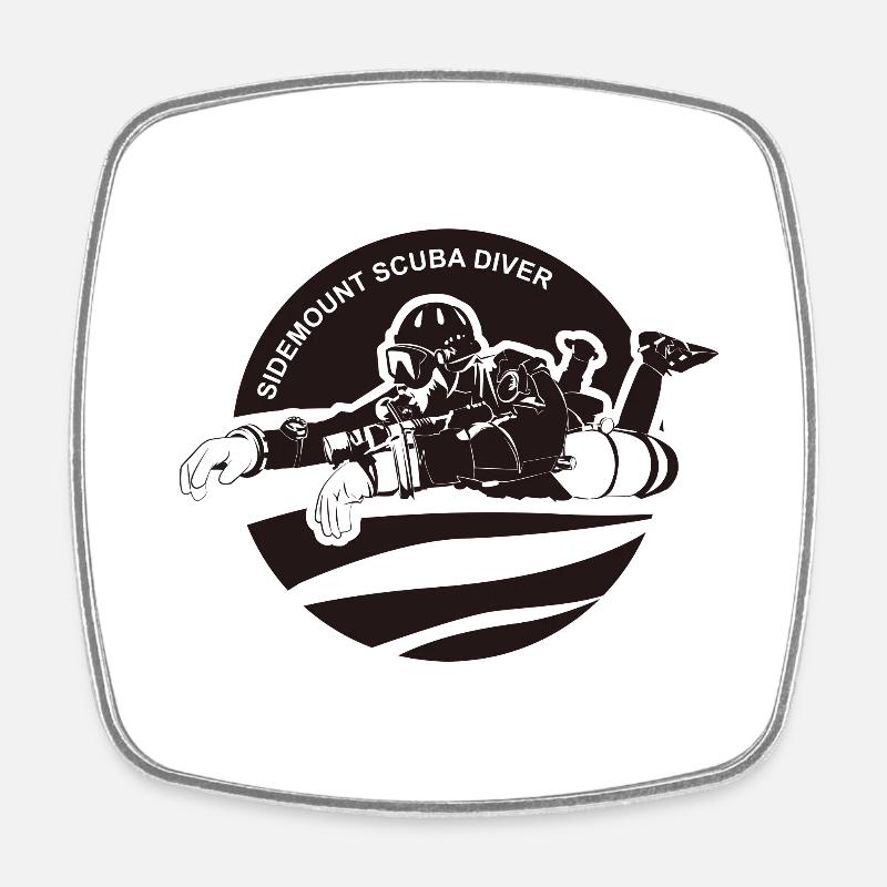 Sidemount Diver Plongée Sous-marine Cadeau Tec Diving Logo - Magnet carré - blanc