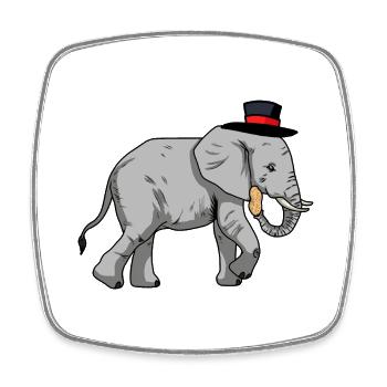 Elephant Peanut Hat Gentleman Fantasy Mister Dick - Square fridge magnet - white - Front