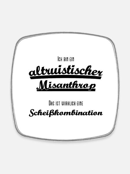 Altruistischer Misanthrop (sw) - Viereckiger Kühlschrankmagnet - Weiß