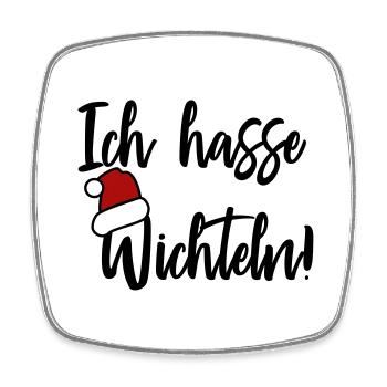 Ich hasse Wichteln - Viereckiger Kühlschrankmagnet - Weiß - Vorne