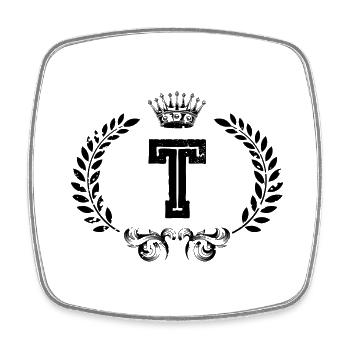Couronne de lettre T - Magnet carré - blanc - Devant