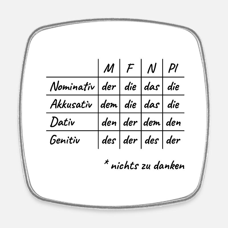 Lustiges Deutsche Grammatik Hilfe Deutsch Lehrer - Viereckiger Kühlschrankmagnet - Weiß