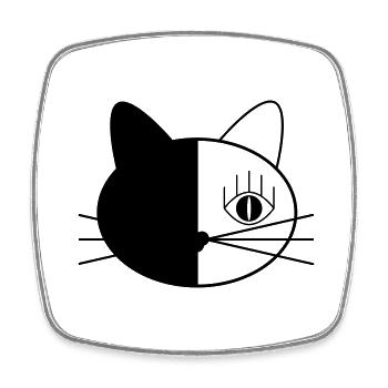 Black and White Kitty - Viereckiger Kühlschrankmagnet - Weiß - Vorne
