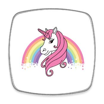 Licorne avec arc-en-ciel - créature mythique enfant bébé mignon - Magnet carré - blanc - Devant