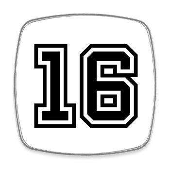 16 number symbol - Square fridge magnet - white - Front