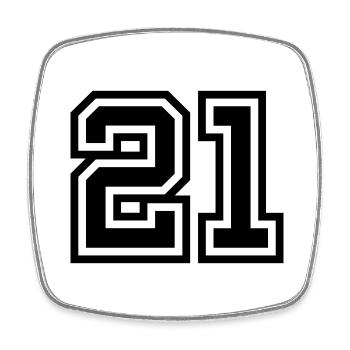 Symbole numérique 21 - Magnet carré - blanc - Devant