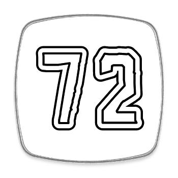 72 Zahl Symbol - Viereckiger Kühlschrankmagnet - Weiß - Vorne