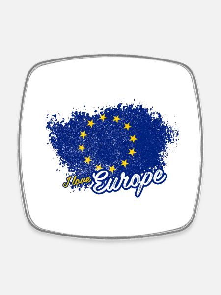 Ich liebe Europa - Viereckiger Kühlschrankmagnet - Weiß