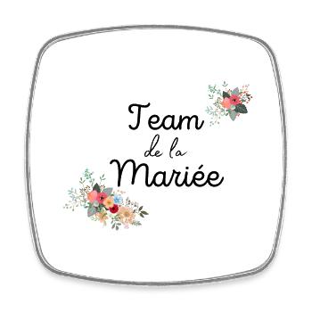 team de la Mariée evjf t-shirt assorti floral - Magnet carré - blanc - Devant