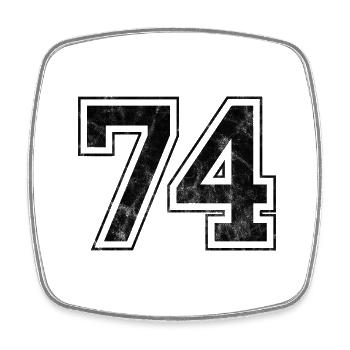 Number 74 - Square fridge magnet - white - Front