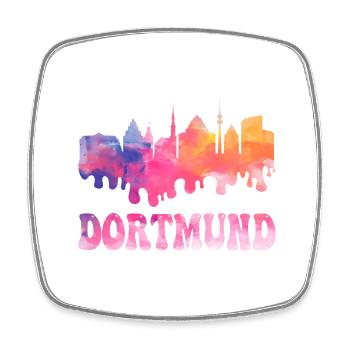 Dortmund Germany City Skyline Splash Colorful - Square fridge magnet - white - Front