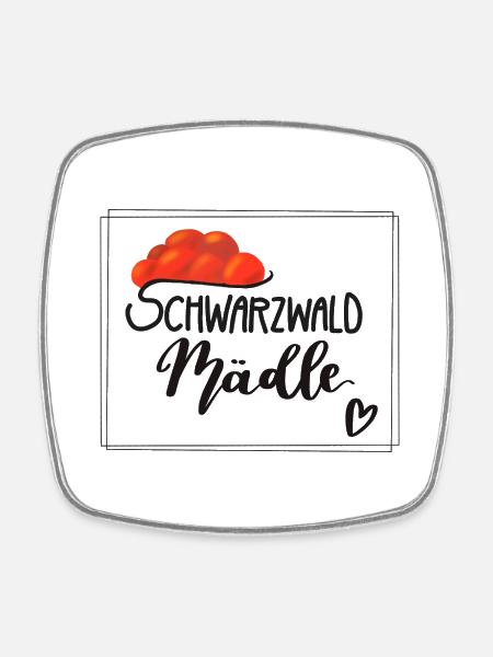 Schwarzwald Mädle Mädel - Viereckiger Kühlschrankmagnet - Weiß