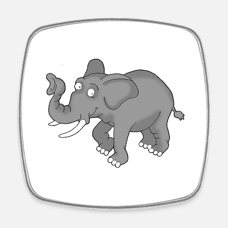 Eléphant 1 - Magnet carré - blanc