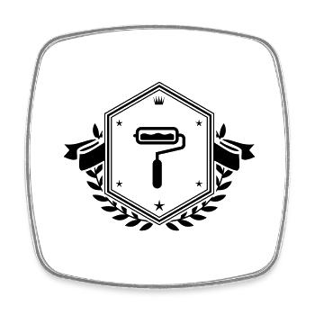 Silhouette de peintre armoiries - Magnet carré - blanc - Devant