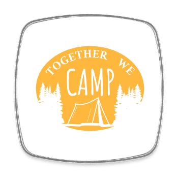 Together we camp - Camping Trees Forest Mountains - Square fridge magnet - white - Front