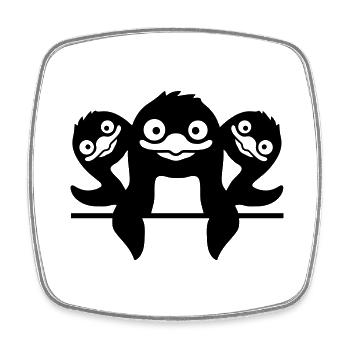 Drôles de pingouins 3 amis - Magnet carré - blanc - Devant